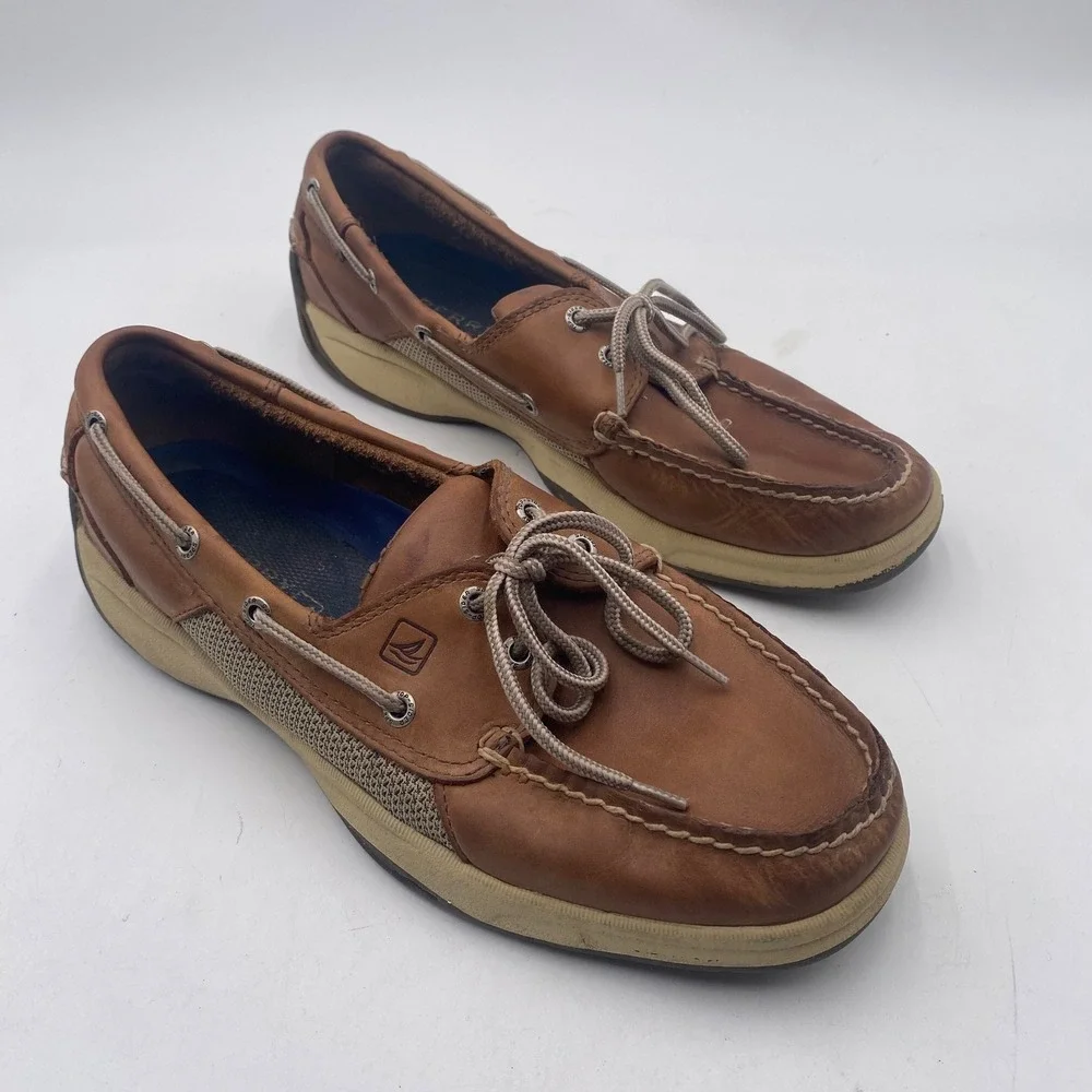 Sperry Top-Sider Billfish Boat Shoes Mens 10.5 M Tan Brown Leather Mesh Nautical